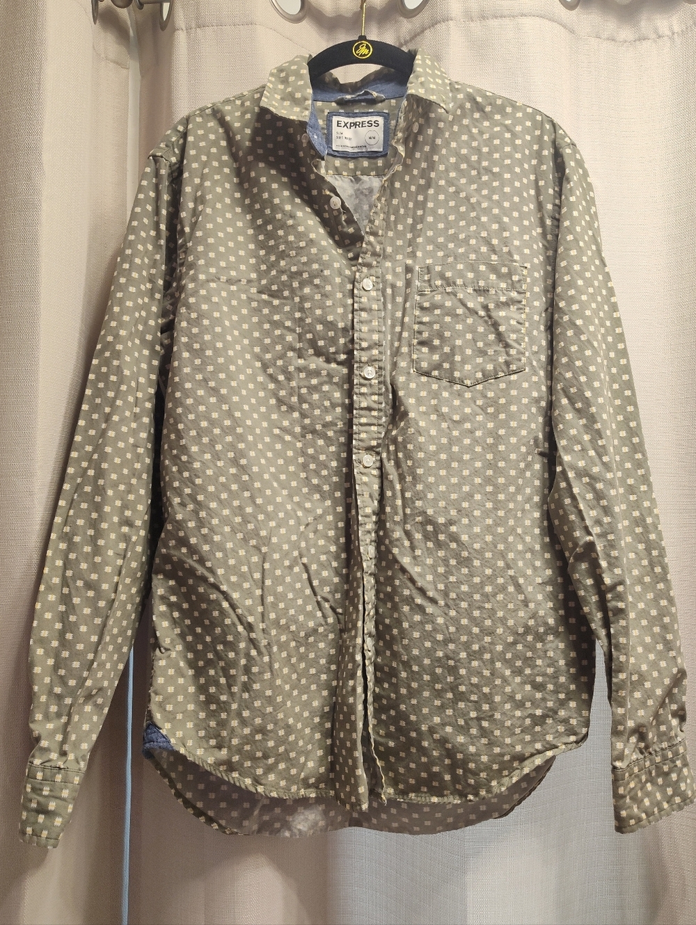 Express Men's Green Slim Fit Soft Wash Button Down Shirt Medium